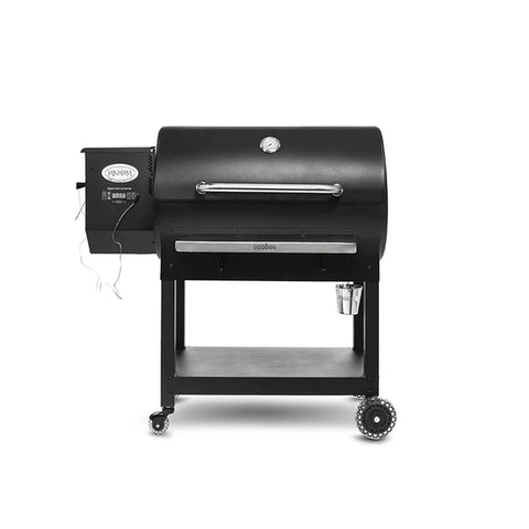 black grill on white background facing front