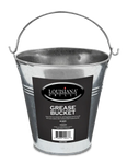 Silver bucket with black logo
