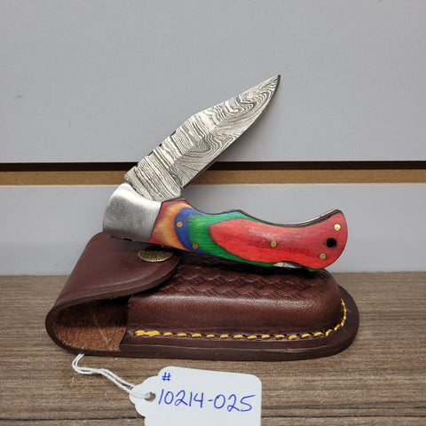 New Damascus Folding Knife #10214025