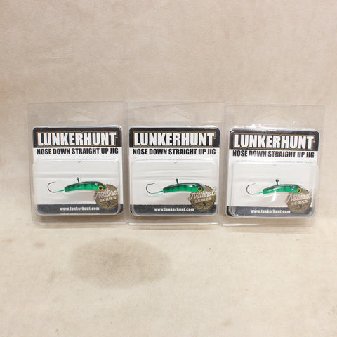 NEW Glow Perch 3/8oz Nose-Down Straight-Up Jig x3 #11245859