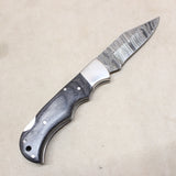 NEW 2.75" Damascus Folding Knife w/ Sheath - Black #05136824