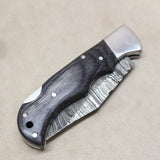 NEW 2.75" Damascus Folding Knife w/ Sheath - Black #05136824