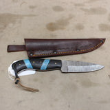 NEW 4.5" Damascus Drop Point Knife w/ Sheath #08116836