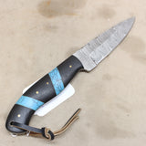 NEW 4.5" Damascus Drop Point Knife w/ Sheath #08116836
