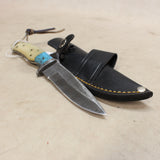 NEW 4.5" Damascus Clip Point Knife w/ Sheath #10285824