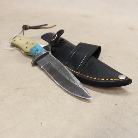 NEW 4.5" Damascus Clip Point Knife w/ Sheath #10285824