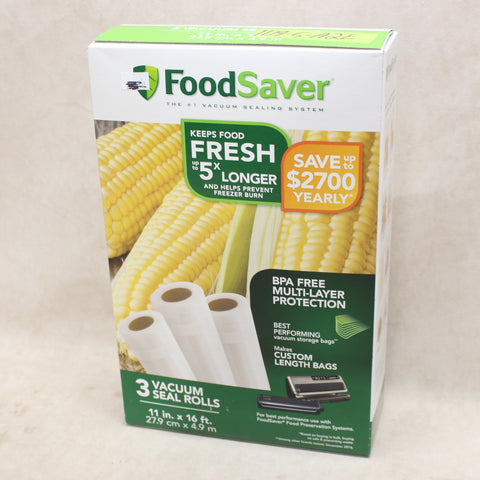 NEW 11" x 16' Vacuum Seal Roll 3-PK #12055aeb