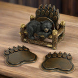 bear paw coasters and holder