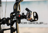 black bow sight on bow with blurred background