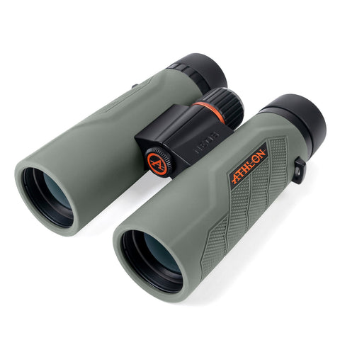 green binoculars with orange athlon logo