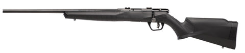 black rifle facing left