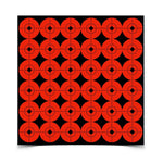 Red targets on black sheet