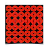 Red targets on black sheet