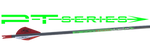 PT Series text logo with arrow shaft 