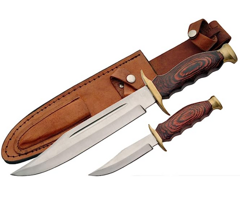 SZCO 2 piece knife set with leather sheath